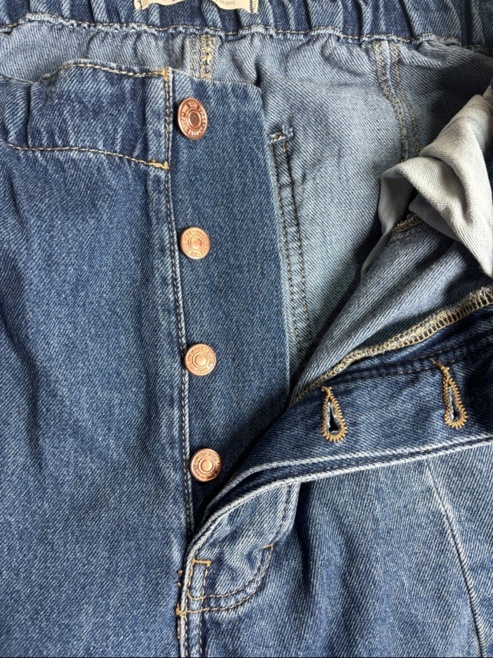 We The Free Blue Relaxed Cargo Boyfriend Jeans - Picture 5 of 10